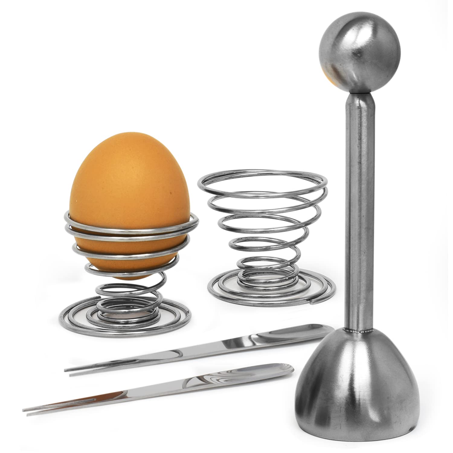 Joeji's Kitchen Egg Slicer for Boiled Eggs, Stainless Steel Egg Topper Cutter Set - Set of 5