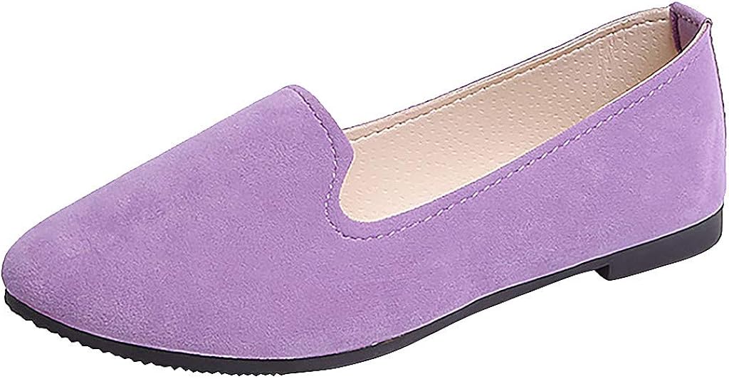 LATINDAY Flats Shoes Women– Slip-on Ballet Comfort Walking Classic Round Toe Shoes