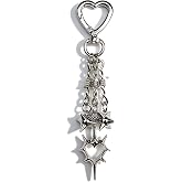 Y2K Gothic Punk Spiked Heart Keychain with Flail Pendant Thorn Chain Gold Keyring, Bag Charms, Backpack & Boot Alt Fashion