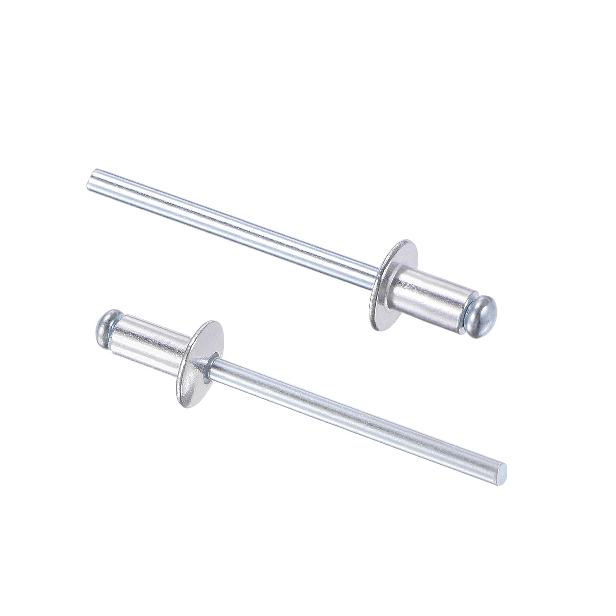 sourcing map Blind Rivets, Aluminum Pull Rivets Core Decoration Rivets 4mm Diameter 8mm Grip Length Silver Tone, 120pcs