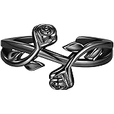 beautlace Rose Flower Adjustable Rings Flower Love Open Ring Silver/Black Gun Plated Elegant Wedding Engagement Jewelry Gifts for Women KR0112