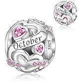 Alstade Birthstone Charm 925 Sterling Silver Charms fits Bracelets and Necklace Pendant Bead Happy Birthday Charms Jewelry Present for Women Family Friends