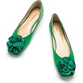 C.Paravano Ballet Flats for Women | Women's Flats | Square Toe | Slip On Dress Shoes | Satin Flower Shoes