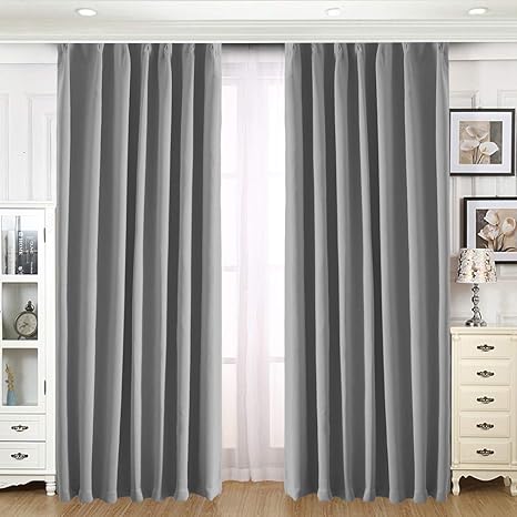 Amazon Amazon Co Jp 限定 Merous 遮光カーテン 1級 遮熱 断熱 防寒 ドレープカーテン 幅100cm丈135cm 2枚組 保温 おしゃれ 高級感のある生地 昼夜目隠し Uvカット 洗える グレー カーテン オンライン通販