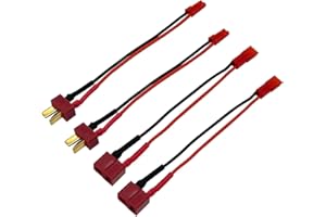 FLY RC 2Pairs T Plug to JST Connector Male Female with 20AWG 10cm Silicone Cable Wire Adapter for RC FPV ESC Speed Controller Lipo Battery Charging