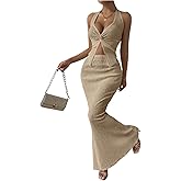 SOLY HUX Women's Two Piece Outfits Twist Front Halter Cami Tops and Skirt Summer Set