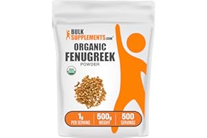 BulkSupplements.com Organic Fenugreek Powder - from Organic Fenugreek Seeds, Trigonella foenum-graecum - Gluten Free, 1g per Serving, 500g (1.1 lbs) (Pack of 1)