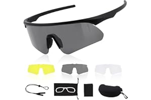 ToopMount Shooting Glasses, Tactical Eyewear with 3 Lens & Adjustable Lanyard, Hard Case, UV400 Protective Airsoft Goggle