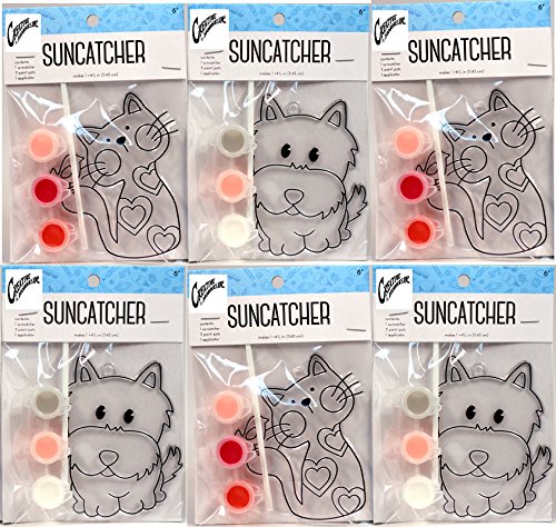 Creative Hobbies Suncatcher Craft Kits For Kids - 6 Complete Kits - Pet Dogs & Cats - Great Group Project, Party Favor, DIY Activity - Thumbnail 2