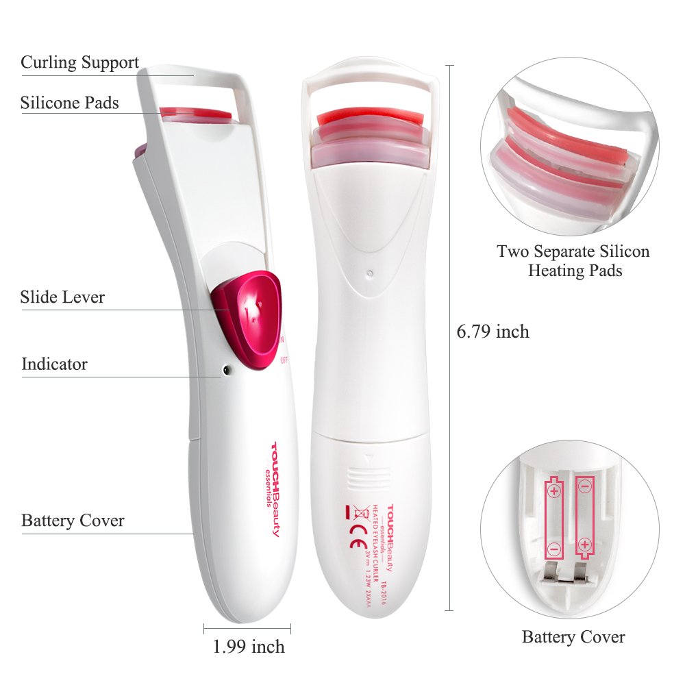 TOUCHBeauty Heated Eyelash Curler with Double Silicone Pad,Long-lasting Eyelash Curls Pink TB-2016