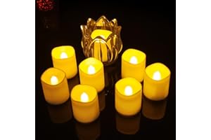 JIALINE 12 Pack Flickering Flameless Votive LED Tea Lights Candles, Electric Fake Battery Operated tealights Candles for Halloween,Christmas,Wedding,Party and Holiday Decoration
