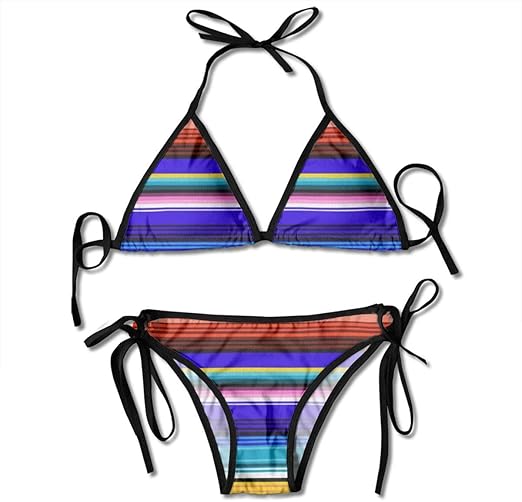 Nonebrand Beautiful Mexican Stripes Padded Push Up Bikini Set Two Piece Swimsuit Beach Bathing