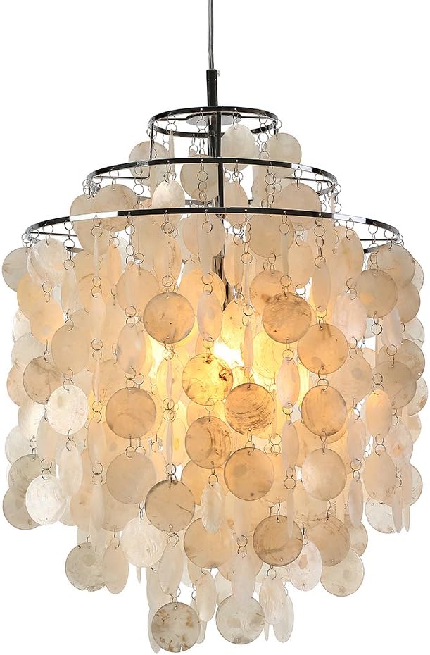 HomeLava Ceiling Lights Shell Piece Chandelier White Shell Pendant Lights Lamp with 1 Light