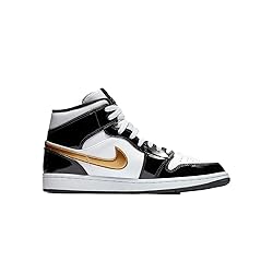 Jordan Air 1 Mid in Black/Metallic Gold-White, Size 9
