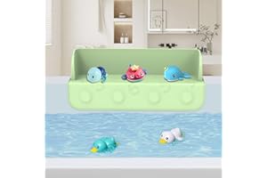 JIUBAR Bathtub Splash Guard, Bathtub Play Shelf Area-Toy Tray Caddy Holder Storage for Kids-Tub Splash Guard for Prevent Water from Spilling-8 Suction Cups Easy Attached (Green 1PCS)