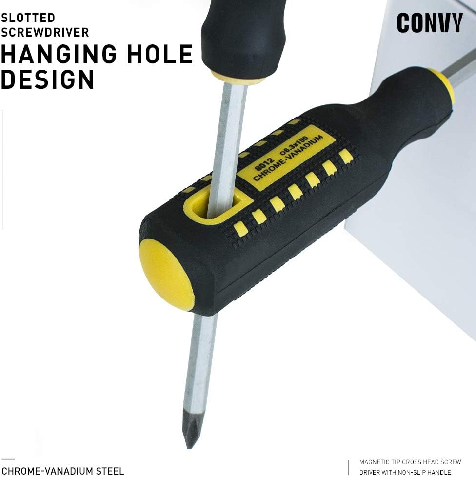 Convy GJ-0123 Phillips Screwdriver Cross Head Screwdriver with Non-Slip Rubber Handle, PH 6100 - - 
