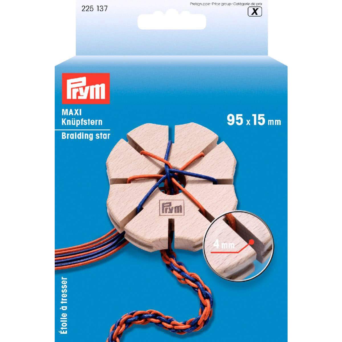 Prym Wooden Braiding Star, Natural Wood, 20 x 10 x 4 cm, 225137
