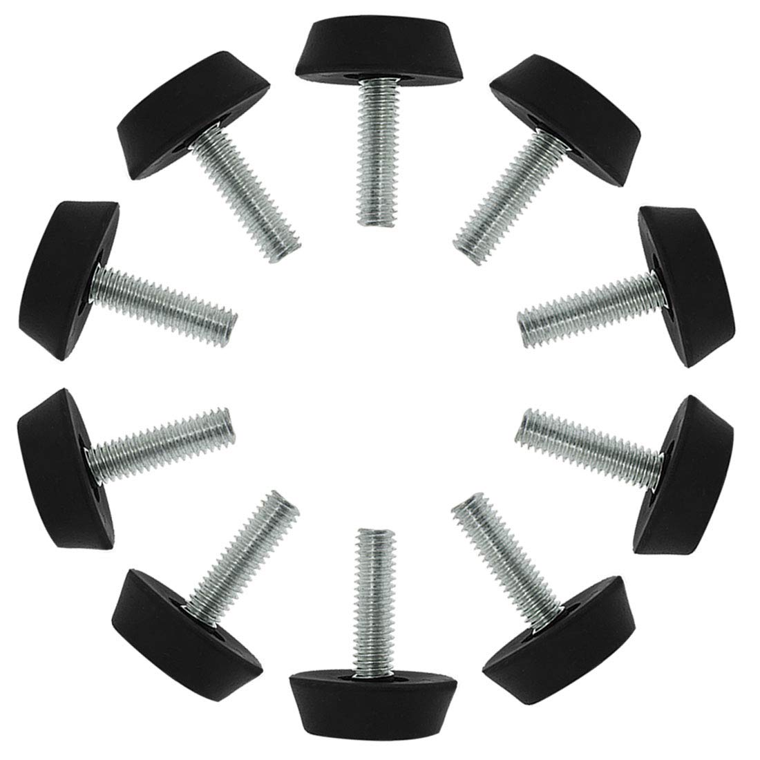 sourcingmap M6 x 17 x 22mm Furniture Glide Leveling Feet Adjustable Leveler Pads Floor Protector for Table Desk Leg 10 Pack