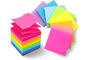Phthdoty 8 Pads Pop Up Sticky Notes 3x3 Refills Bright Colors Self-Stick Notes Pads Super Adhesive Sticky Notes Great Value Pack