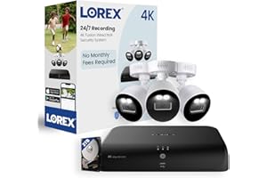Lorex 4K 8 Wired & 4 Wi-Fi Channels Fusion 2TB DVR Security System with 3 Smart Deterrence CVI Dual LED Wired Bullet Cameras - Smart Home Compatible, 1P67 Weatherproof, Color Night Vision