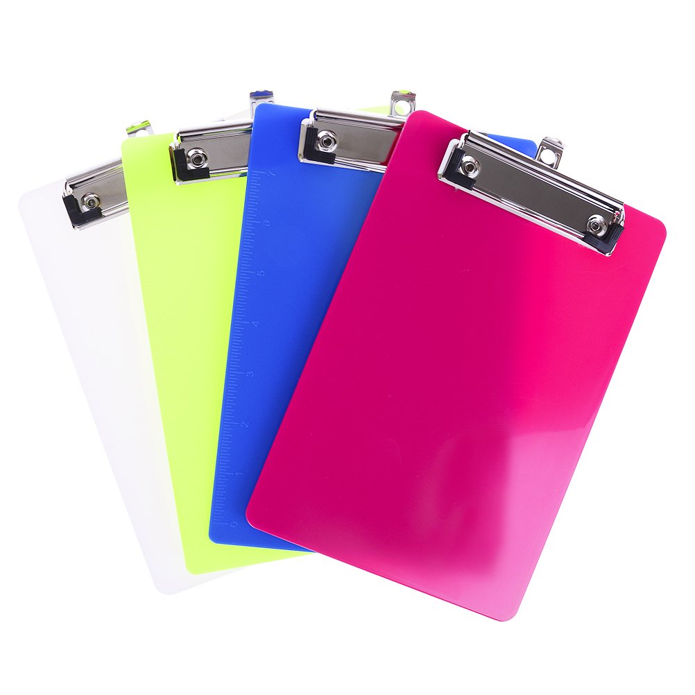 HonXins 4 Pack A5 Plastic Plastic Clipboards Durable Small Clipboards