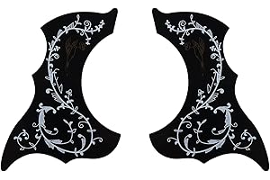 SM SunniMix 2Pcs Acoustic Guitar Pickguard, Self Adhesive Scratchplate Universal Sticker for Left Right Handed 40/41'' Folk Guitar Pickguard Scratch Plate, Black