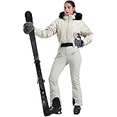 GSOU SNOW Womens Ski Suits Down One Piece Snowsuit Waterproof Snowboard Jumpsuits Winter Ski Outfit