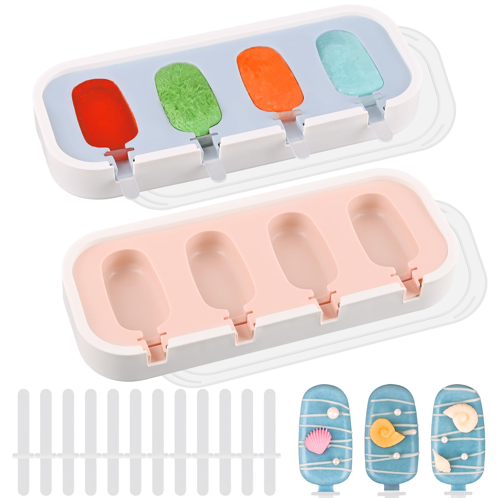 Photo 1 of WMKGG 1.2 oz Super Mini Popsicle Silicone Molds for Kids, 2 PCS Classic Homemade Ice Pop Molds With Sticks and Lid, Stackable Ice Cream Molds