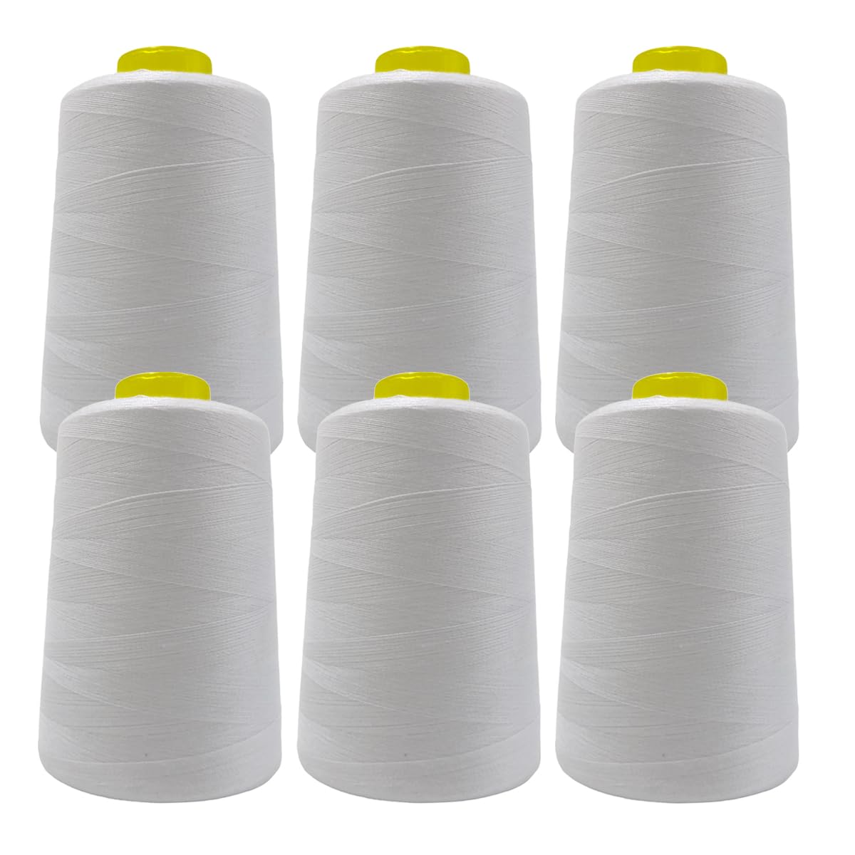 JYC CREATIVE 6 Rolls Sewing Thread, 40/s, Heavy Duty Sewing Accessories, Thread Spool for Sewing, Variety of Colors, Crafts, Clothing, (6 Pack, White 101-5000Y)