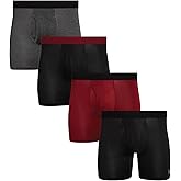 Reebok Mens Boxer Briefs - 4 Pack Stretch Performance Boxers for Men with Functional Fly, 6" Inseam Mens Underwear Boxers