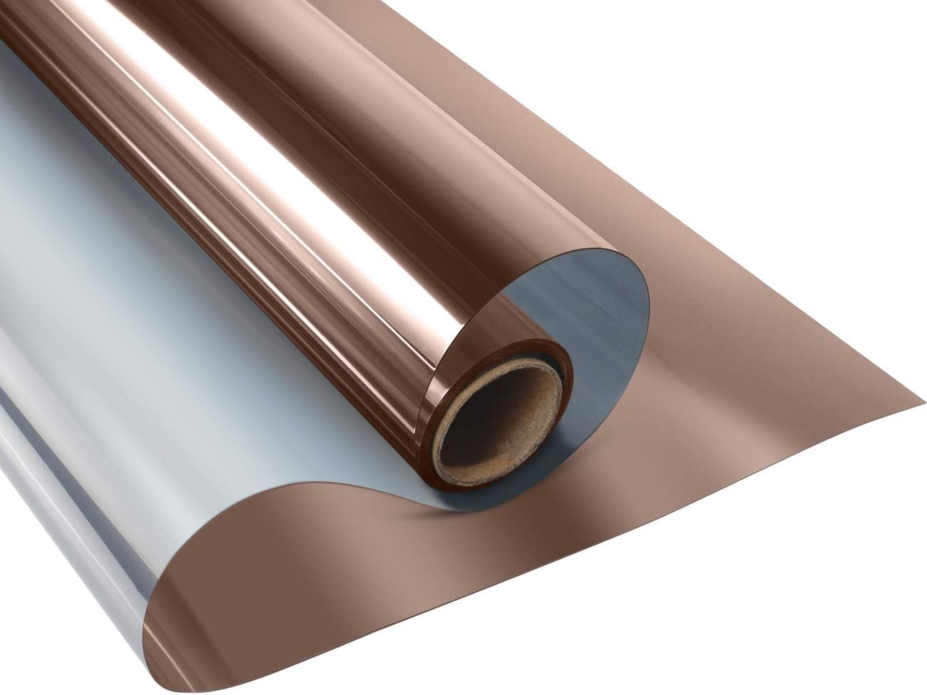 KESPEN One Way Window Film Privacy Anti-UV Heat Control Reflective Glass Tint for Home Static Cling Vinyl, Brown-Silver, 35.4 Inch X 16.4 Feet