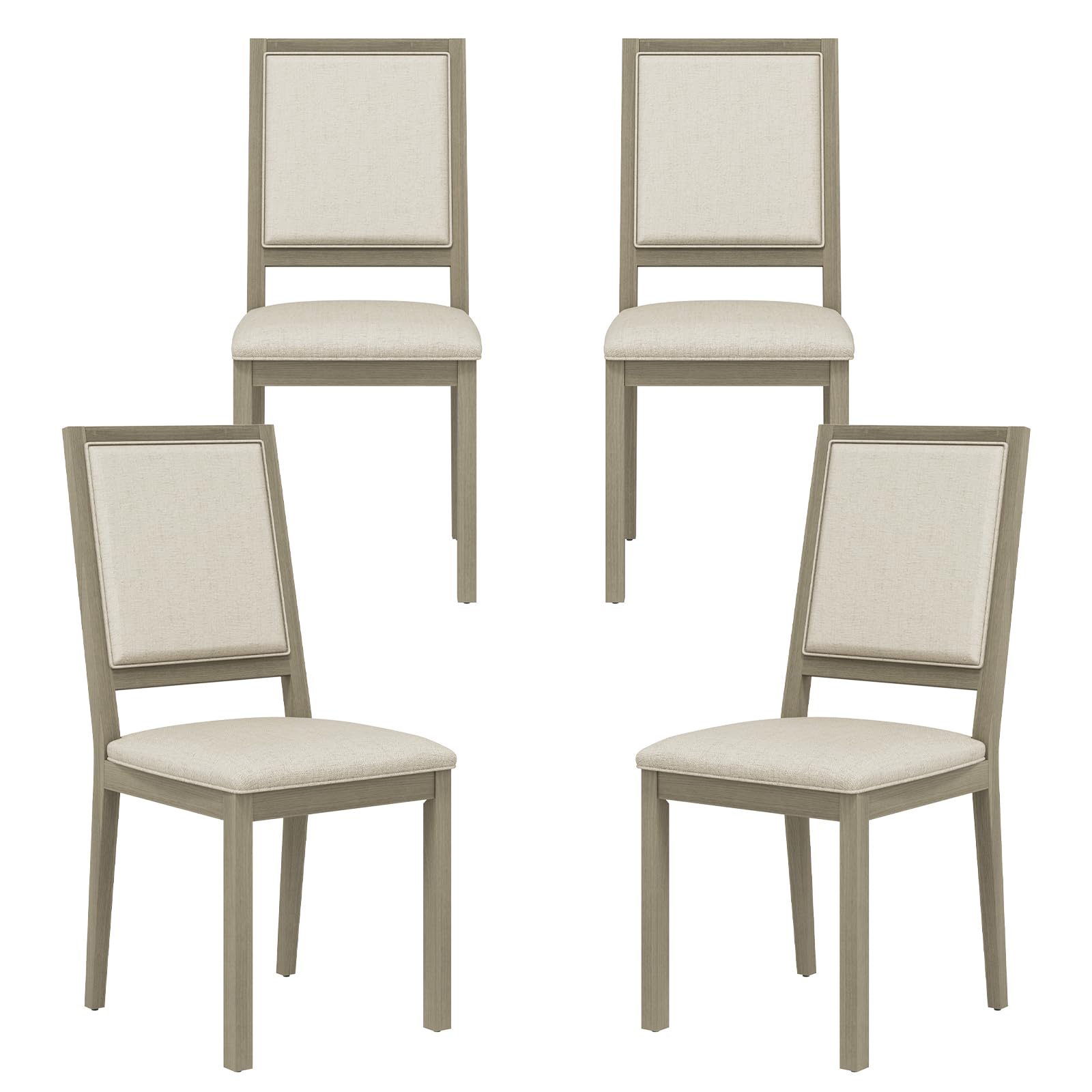 Photo 1 of **MISSING 2 CHAIRS **COLAMY Wood Dining Chairs Set of 4, Mid Century Modern Upholstered Kitchen Chairs,19 Inch Fabric Dining Chair with Back for Kitchen Dining Room,Grey