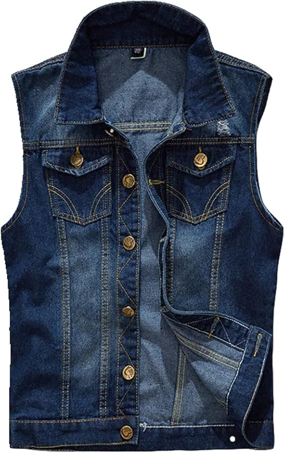 Men's Casual Denim Vest Jacket Spring Men's Sleeveless Jeans Amazon.co.uk
