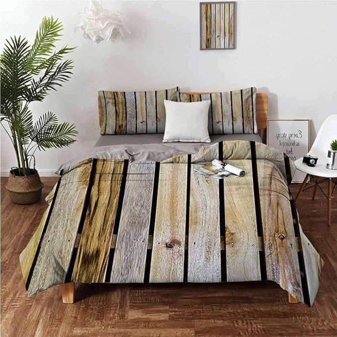 Mannwarehouse Rustic Washed Duvet Cover Set 3 Piece Bedding Sets (1 Duvet Cover + 2