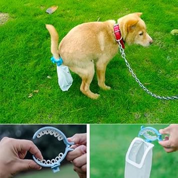 PUPPYCLAN Plastic Poop Bag Fix with Clip (White and Blue)