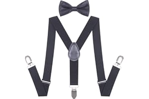 CHIYU-YANG Suspenders Bow Tie for Boys and Girls Strong Metal Clips Adjustable Design Elastic Suspender Classic Accessory Set