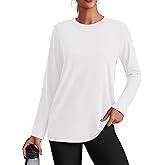 PINSPARK Workout Tops for Women Long Sleeve Yoga Shirts Crew Neck Athletic Top Loose Fit for Running Gym Hiking