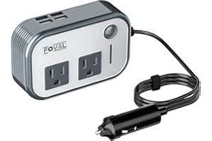 200W Car Power Inverter, FOVAL 12V DC to 110V AC Car Inverte with 4 USB Ports Car Outlet Adapter, Power Inverter for Vehicles, Car Plug Adapter Outlet for Laptop Computer Charger (Gray)