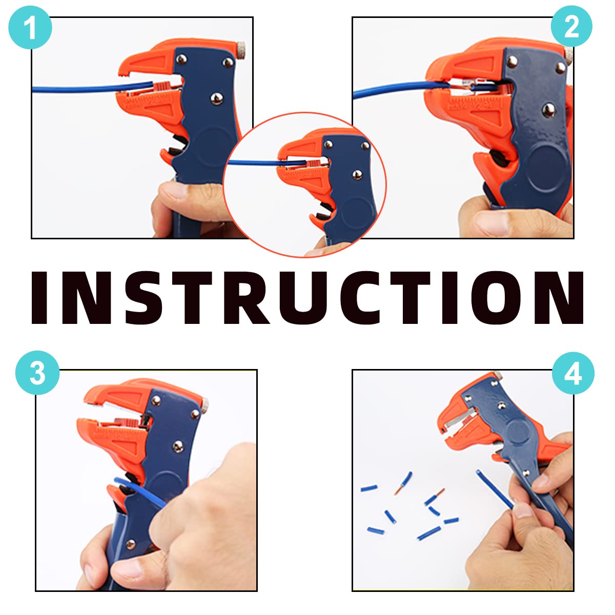 BOENFU Automatic Wire Stripper Self Adjusting Cable Stripper with Cutters, Quick Strip 2 in 1 Cable Stripper tool Eagle Nose Wire Stripper for Electronic, Automotive Repair, Red, 7 Inches