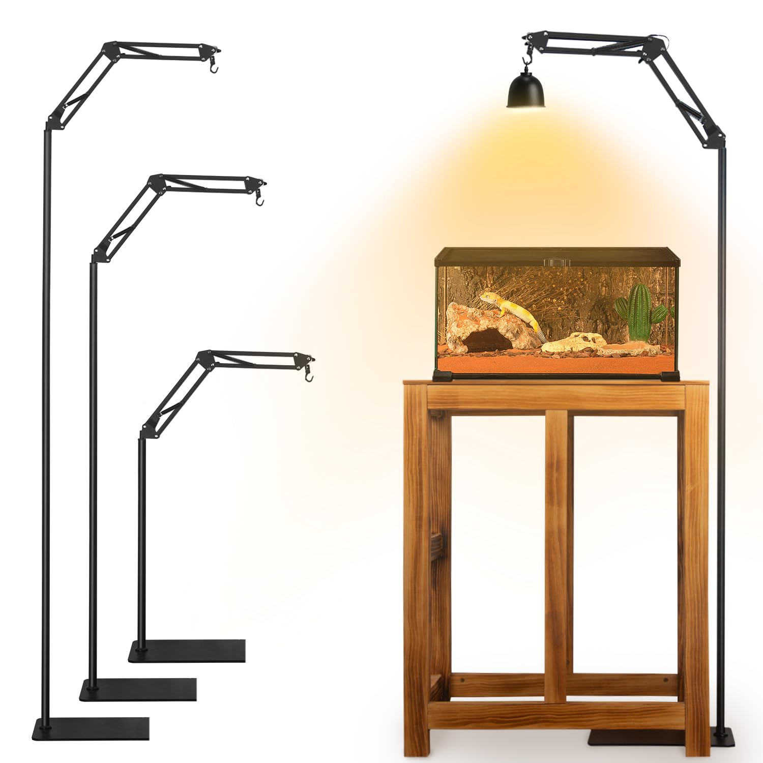Mua Reptile Heat Lamp Stand with 3 Adjustable Height And 360° Rotation Swing Arm Metal Hook