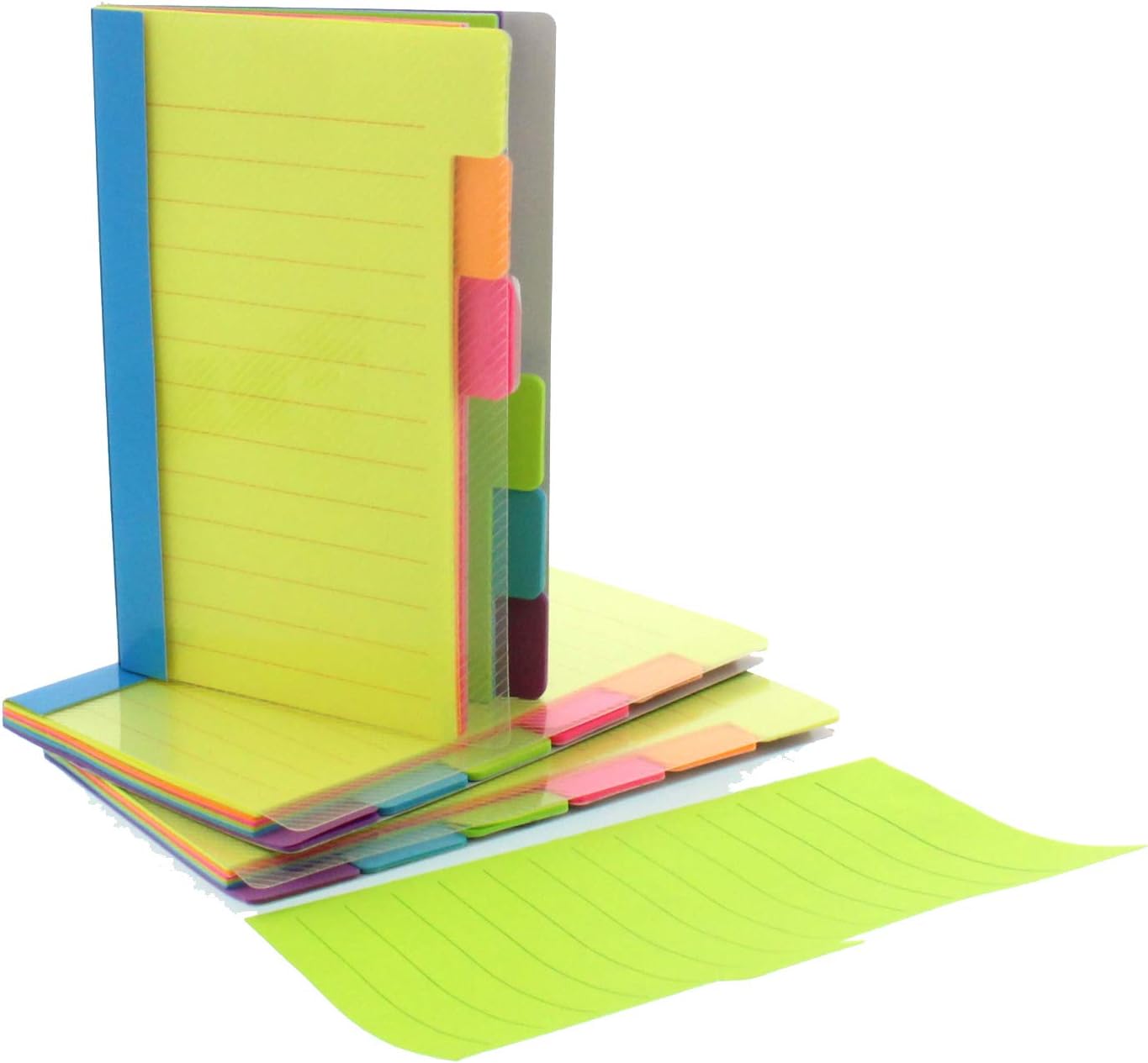 Redi-Tag Divider Sticky Notes, Tabbed Self-Stick Lined Note Pad, 60 Ruled Notes, 4 x 6 Inches, Assorted Neon Colors (29500) : Sticky Note Pads : Office Products