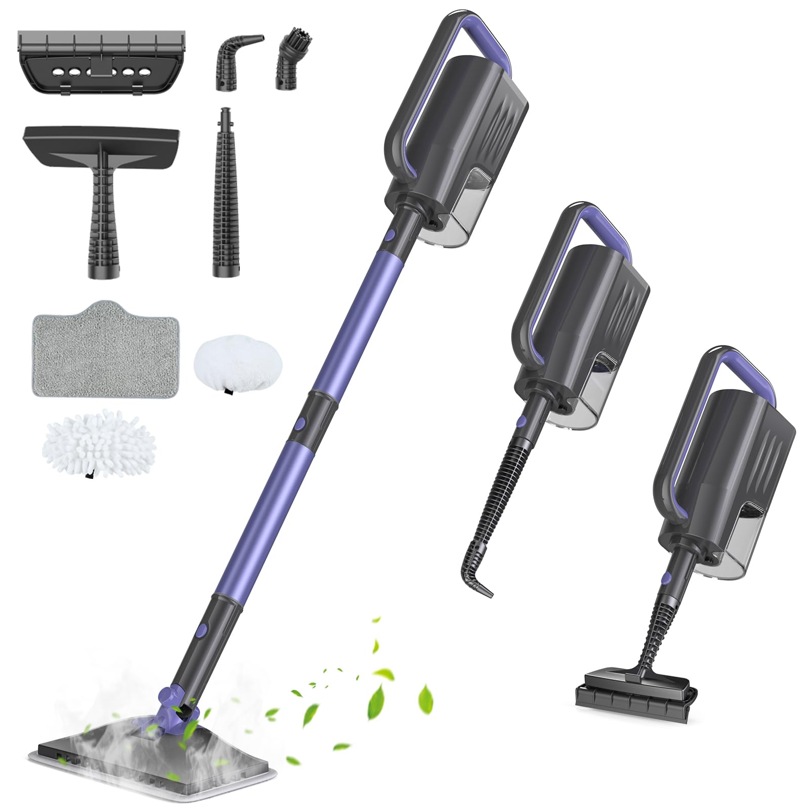 Photo 1 of ***Missing tank***Gatlei Steam Mop Cleaner with Detachable Handheld Steamer, 6-in-1 Multi Accessories, Removable Water Tank, 23FT Power Cable, Lightweight, Steam Cleaner for sealed Hard Floors, Hardwood(Purple)***Missing tank***