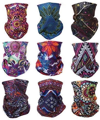 Yerwal Windproof Seamless Face Mask Bandana for Riding Cycling Motorcycle Multifunctional Headwear,9 pcs