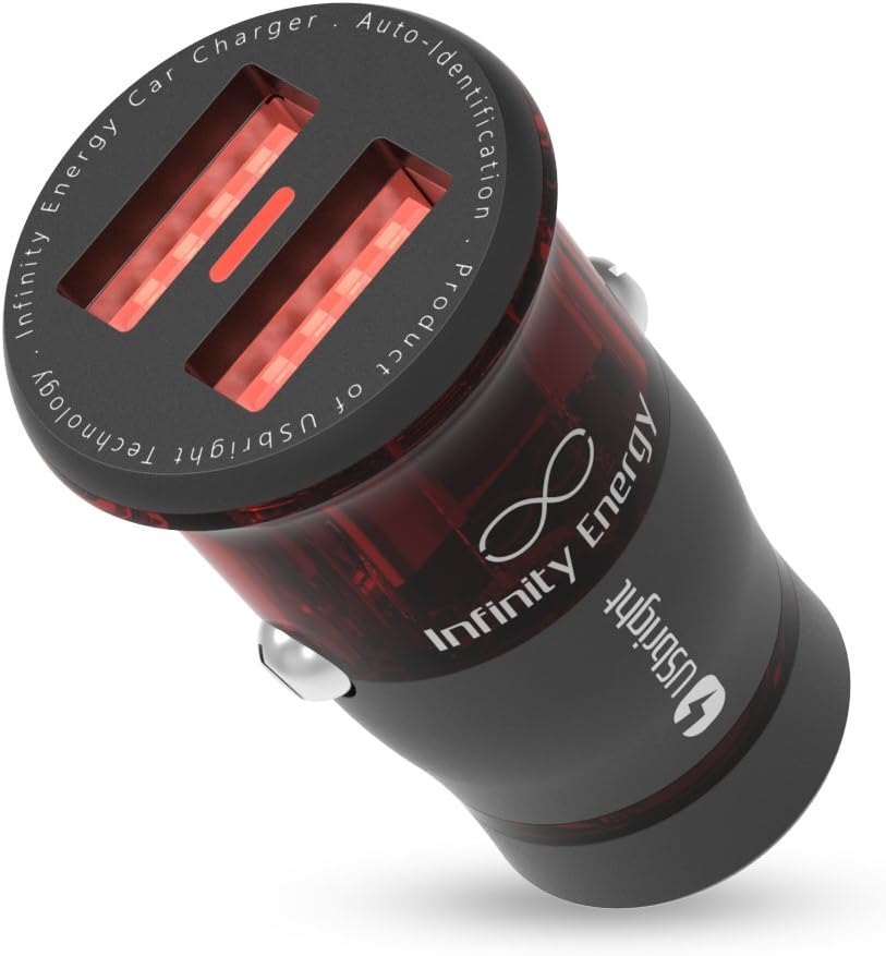 USbright 3.6A 2 USB Car Charger, IF Design Award In-car Chargers, Pulsing Light, Scratch Resistant, for iPhone 6S / 7 Plus, iPad, Galaxy and Android Phones (Racing)