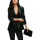 MINTLIMIT Velvet Blazers Suit for Women Button Down Notched Lapel Long Sleeve Suit Jackets Tailored Jacket Coat with Pockets,M,Olive Green