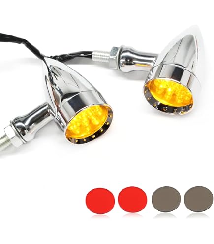 Luces Intermitentes LED Para Moto - Kit Completo Delantero/Trasero Ámbar, Resistente Al Agua