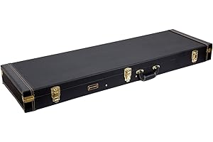 Crossrock Electric Bass Guitar Case- Sponge Lining, Metal Feet, Storage Space-Black (CRW600BBK)
