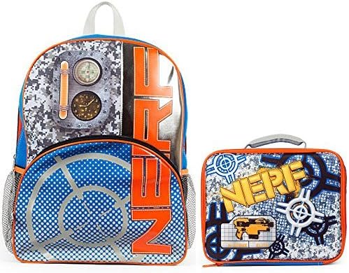 Nerf Blue Grey and Orange Backpack and Insulated Lunchbox Set