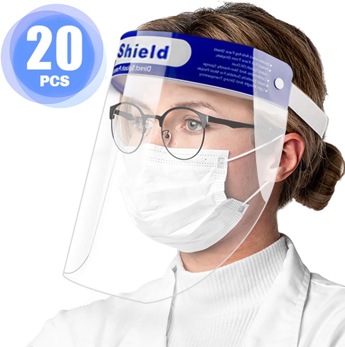LETOUR All-Purpos Safety Face Shield Transparent Full Face Shields with Anti-Saliva Protective Hat,Reusable Breathable Visor Windproof Dustproof Hat Shield with Protective Film Elastic Band(10pcs)
