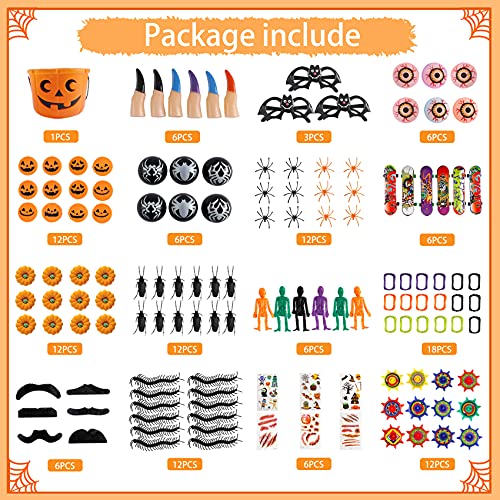 Erweicet 136 PCS Halloween Party Favors Perfect Assortment of Halloween Toys for Kids, Great Goodie Bag Fillers, School Classroom Rewards, Halloween Prizes to The Trick-or-Treaters(16 Types of Toys)